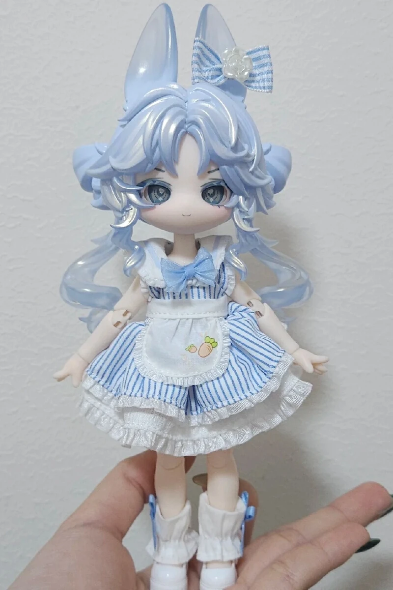 Фото Немедленные куклы 1/12bjd, годовая годовщина, двойной кролик, персик, улун и морская соль, молочная крышка, подвесная карта, кавайные игрушки, подарки №3