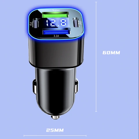 Автомобильное зарядное устройство с двумя PD 30 Вт USB C, адаптер 4 в 1, супер быстрая зарядка для iPhone 15 Pro Max 14 Plus Samsung Huawei Oneplus OPPO Vivo