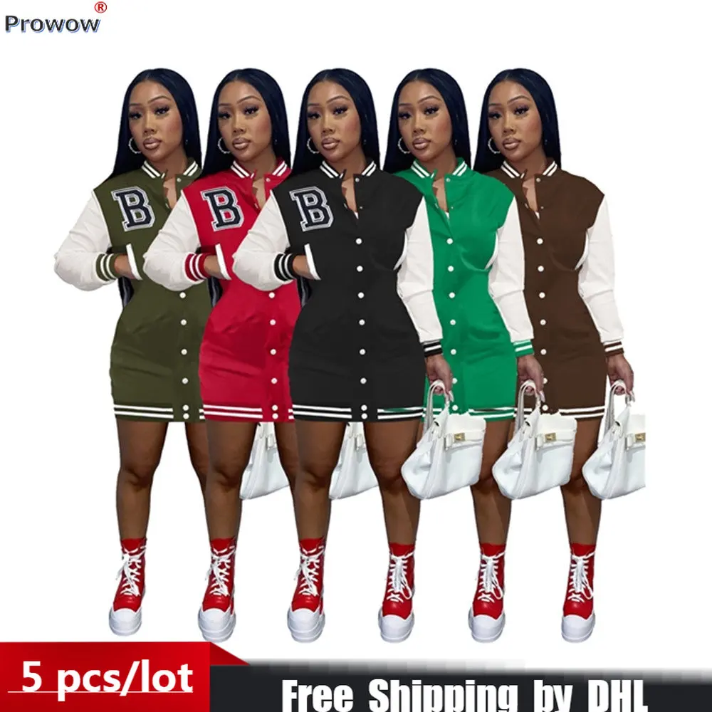 

5 PCS Wholesale Bulk Women Dresses Casual PU Sleeve Patchwork Lady Mini Dress Warm Slim B Embroidery Fleece Femme Vestidos 8416