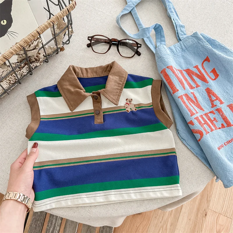 

Summer Fashion Children's Clothing Korean Version of Children's Loose All-match Polo Shirt Boys and Girls Short-sleeved T-shirt