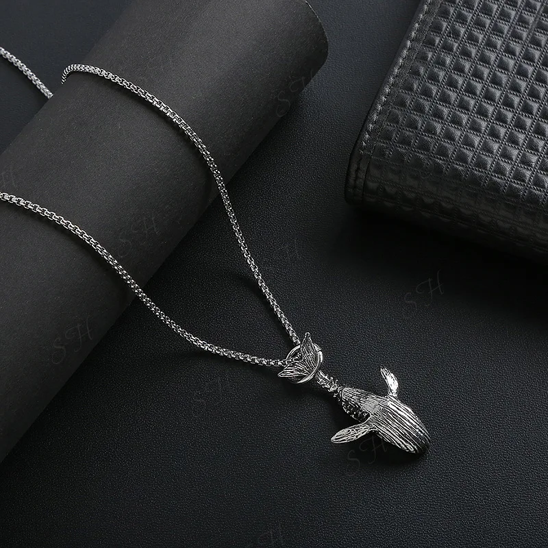 

Hot Sale Trendy Hip Hop Whale Necklace Men Women Personalized Dolphin Pendant Versatile Lovers Simple Creative Chains Jewelry