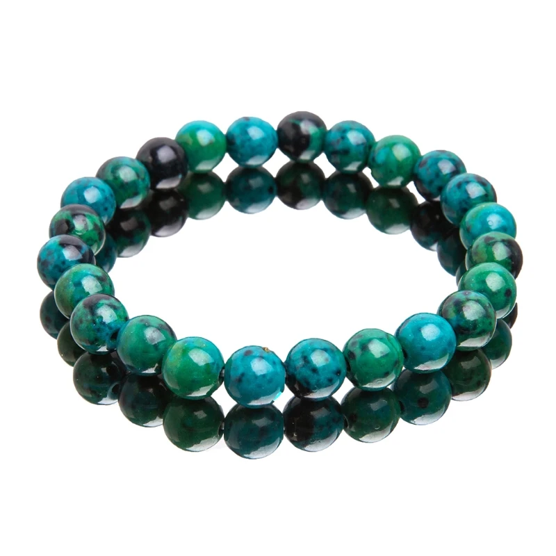 

Reiki Healing Jewelry Spotted Dark Green Natural Stone Beads Bracelet Jewelry