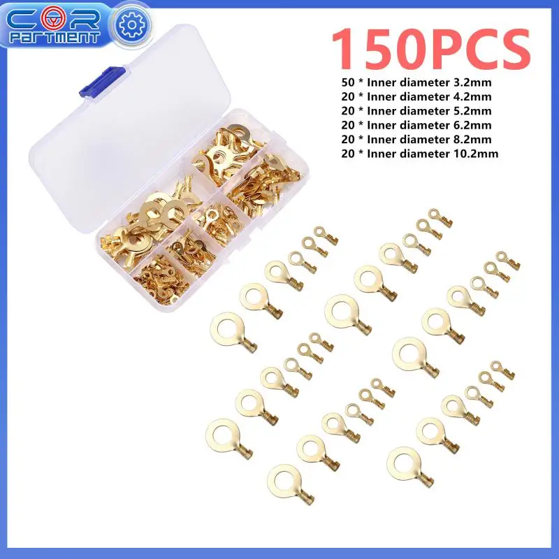 

150PCS Car Disassembly Tool Ring Type Gold Terminals Golden Brass Crimp Terminals Connectors 3.2mm-10.2mm Cable Wire Connectors