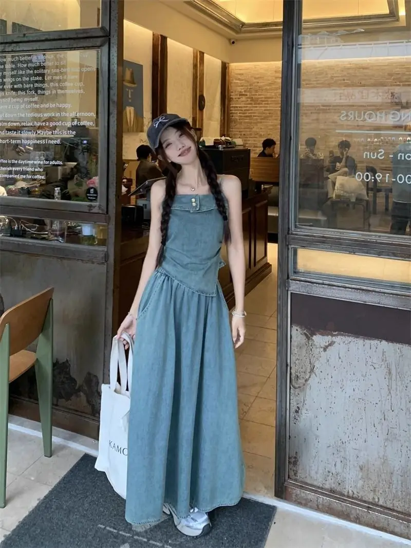 Женский джинсовый жилет в гонконгском ретро-стиле нестандартная потертая