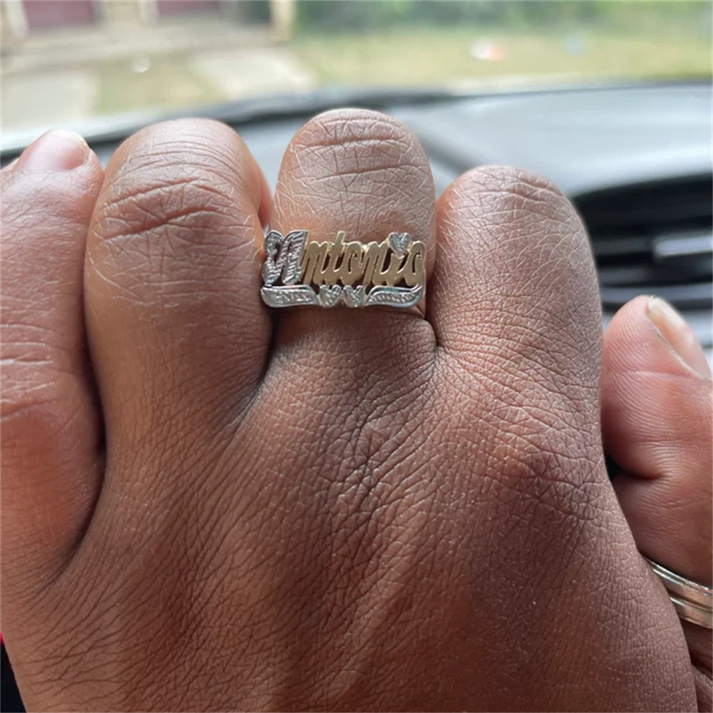 

Custom Name Ring 3D Nameplated Rings Stainless Steel Double Plated Ring Gold Color Personality Hip Hop Ring Jewelry Gift