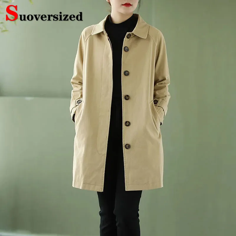 

Casual Long Trench Jacket Oversized Women Windbreake Fashion Spring New Gabardina Classics Women's Casaco Loose Elegant Ceketler