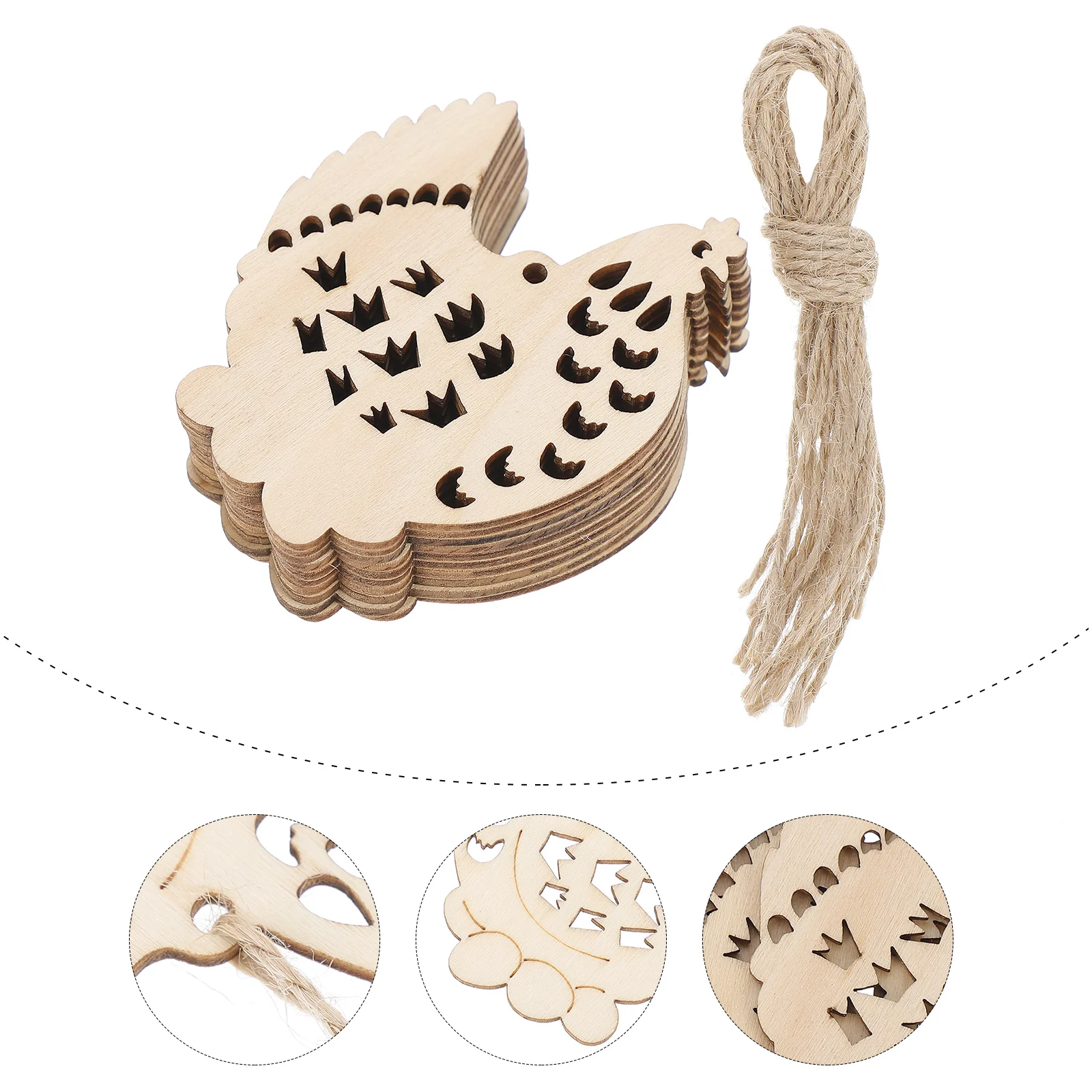 

Easter Wooden Wood Pendant Embellishments Hens Decoration Hanging Ornament Hen Gift Ornaments Chicken Decorations Blank Chick