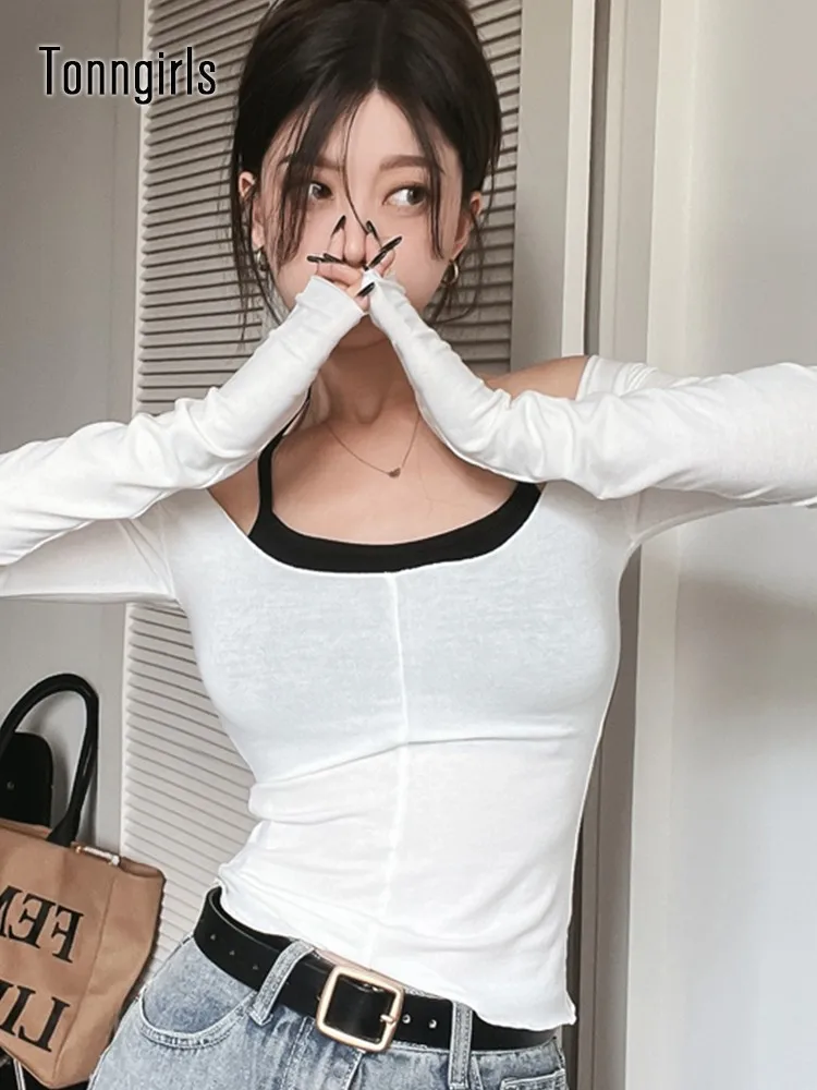 

Tonngirls Y2k Harajuku T Shirt Women Long Sleeve Vintage Two Piece Tops Fairycpre Grunge Tops Retro Tee Tops Spring Summer 2022