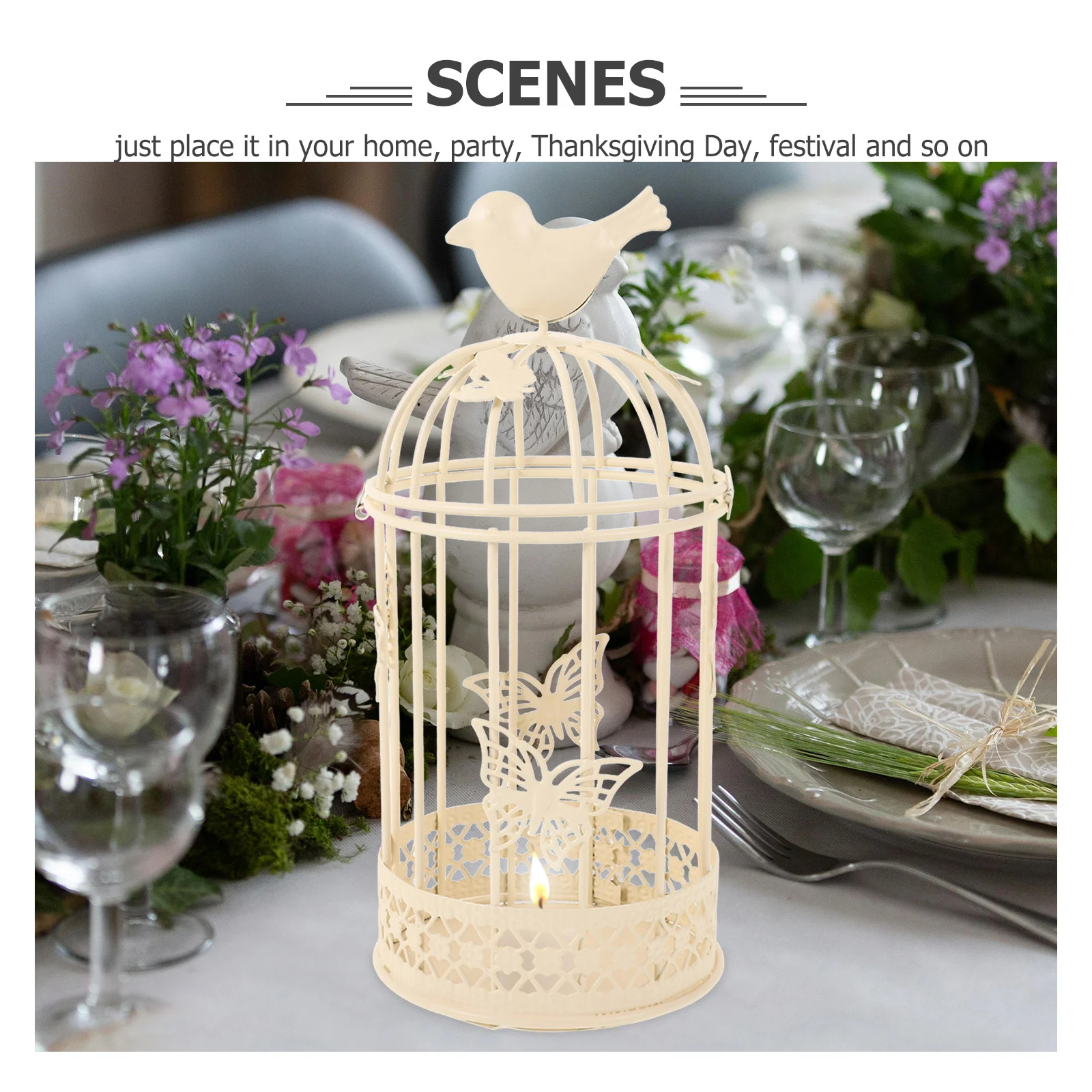 Европейский стиль клетка-бабочка железный подсвечник большой полый домашний