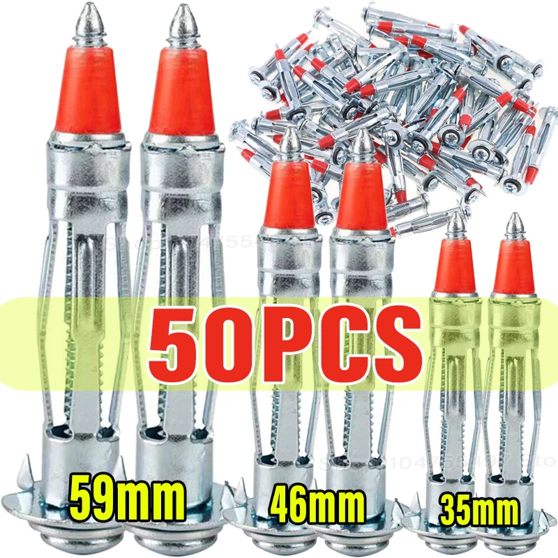 

5/50 шт., красные заостренные расширительные заклепки, анкерный винт с полой стеной, втулка, крестообразный крепеж из оцинкованной стали, набор болтов для работы по дереву