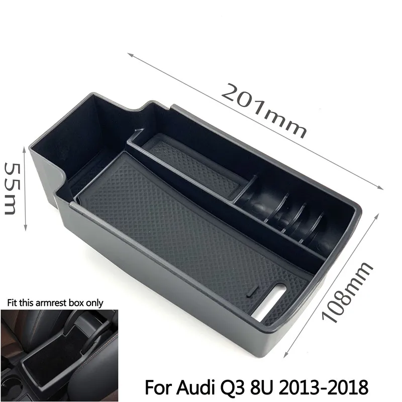 

ABS центральный автомобильный подлокотник для хранения Box для Audi Q3 8U F3 Sportback 2012 -2023, поднос для хранения, контейнер-органайзер, аксессуары