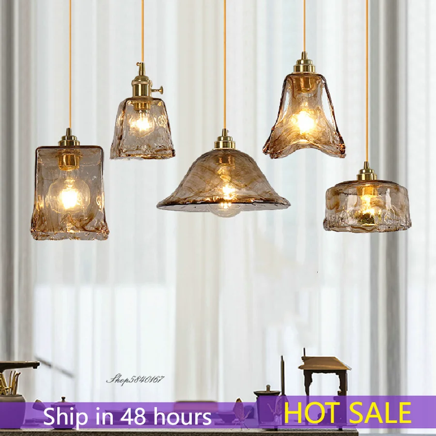 

Винтажная Подвеска из латунного стекла, светильники в скандинавском стиле, дизайнерский Ретро светильник, Подвесная лампа для украшения го...