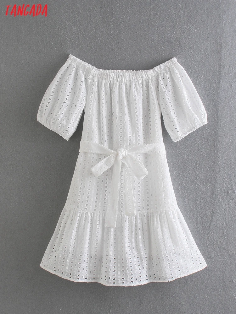 

Платье женское хлопковое с открытыми плечами и коротким рукавом