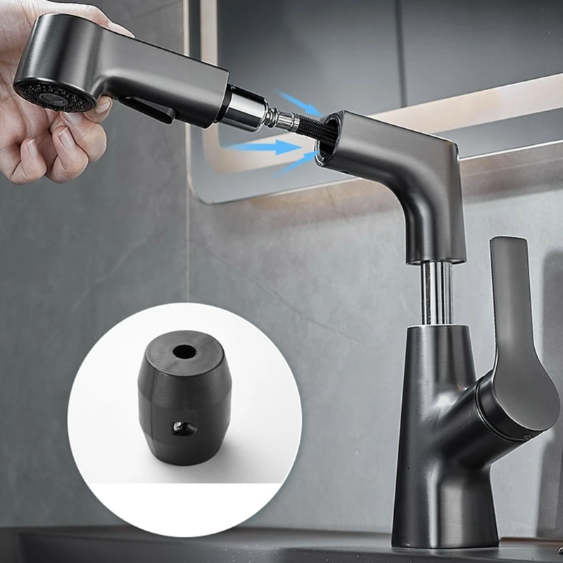 

Bathroom Sink Faucet with Pull Out Sprayer Liftable Faucet for Washing Hair Dropship