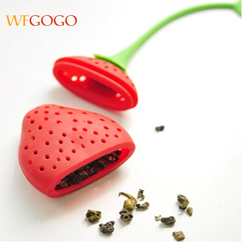 

WFGOGO Silicone Strawberry Design Loose Tea Leaf Strainer Herbal Spice Infuser Filter Tools Filter Diffuser Strainers 2pc