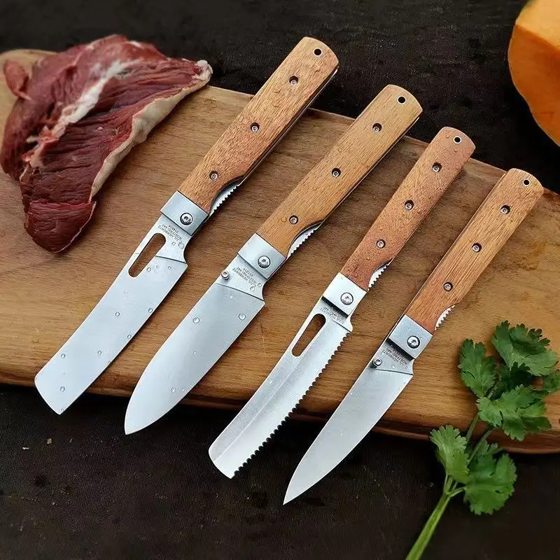 

Поварские ножи для хлеба из нержавеющей стали, ультраострый карманный нож в японском стиле для кемпинга, охоты, выживания на природе