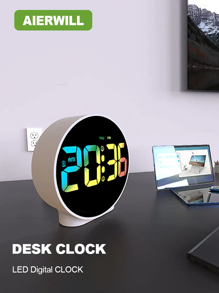 With Snooze Calendar 12/24h Week Digital Led Tables Clock Fo
