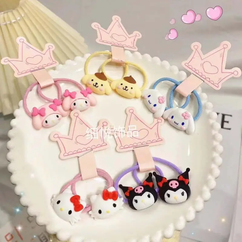 

Kawaii Hello Kitty Cinnamoroll Sanrio Hair Rope Anime My Melody Kuromi Girly Heart Cute Cartoon Headdress Gifts for Girls