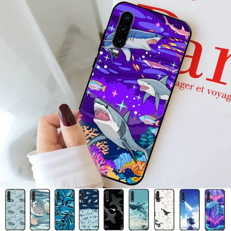 

Cute Shark Phone Case for Huawei P30 40 20 10 8 9 lite pro plus Psmart2019