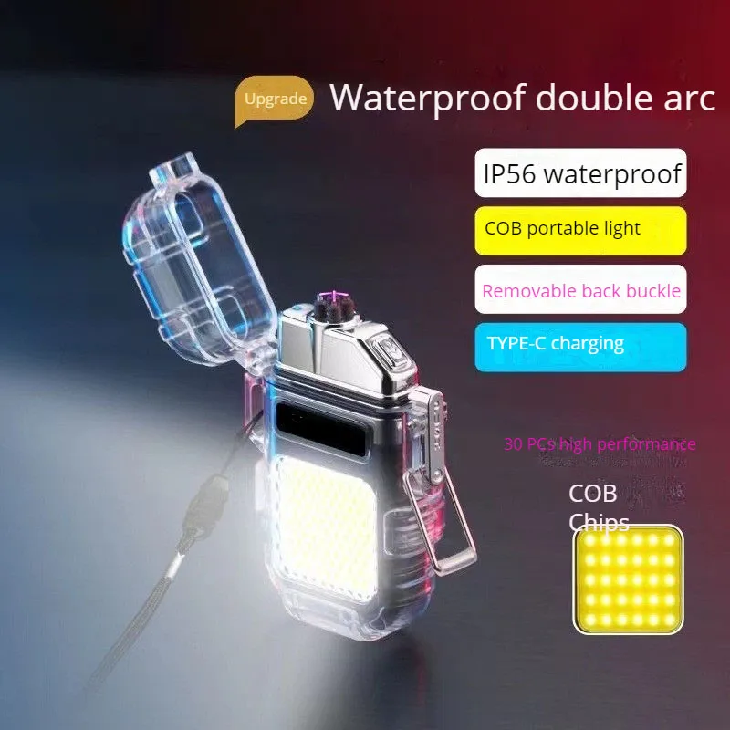 

Key Ring Light Small Bright COB Multi-function Emergency Lamp Portable Lanterns Outdoor USB Electric Arc Lighter Torch Rushed