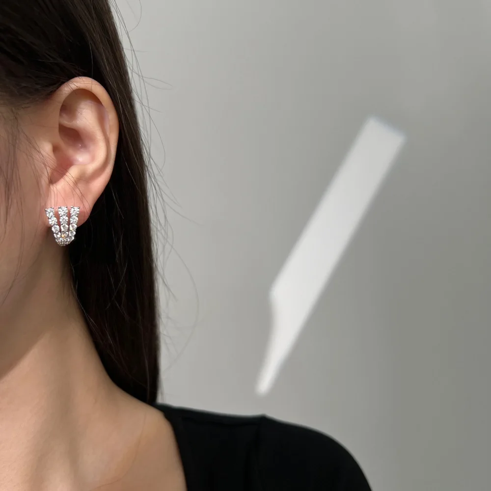 XUYUANFEN Свадебный новый гвоздь из чистого серебра S925 Женский с тремя крапанами