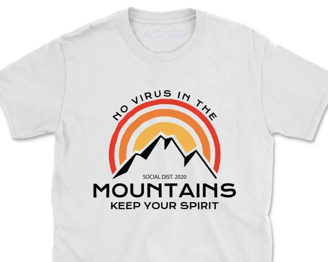 

Virus Mountains Keep Spirit Men T Shirts Quarantine Club Social Stay Home 2020 Print Tee Shirts Wolf Moon Design Women Tops