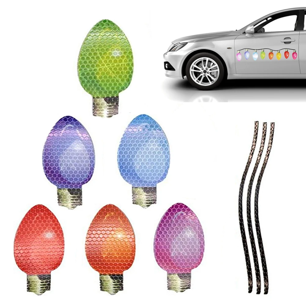 

Car Sticker Magnetic Decal Refrigerator Magnets Light Bulb Santa Claus Snowman Reflective Sticker Car Decor Car Accessories