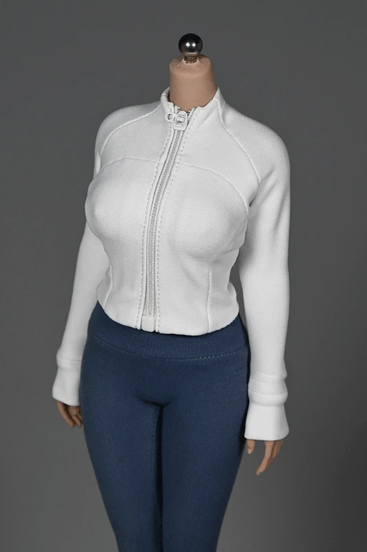 

1/6 белая женская одежда для йоги телесного цвета для солдат, плотное тянущееся пальто для 12 дюймов TBL Ph