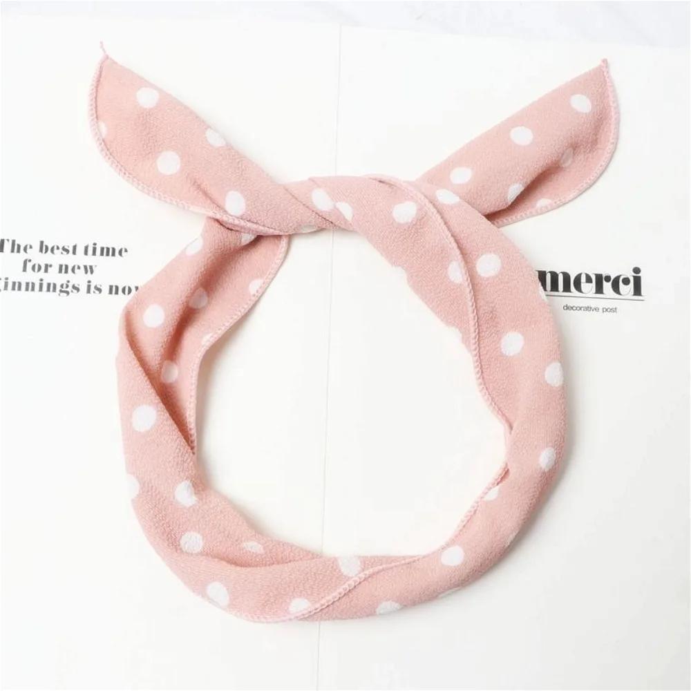 Обруч для волос в черно-белую Горошек женский модный обруч с кроличьими ушками