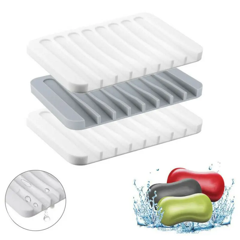 

Soap Holder Silicone Home Dish Soapbox Plate Jewelry Holder Wash Soap Dish Drain Soap Bathroom Accessories Organizers