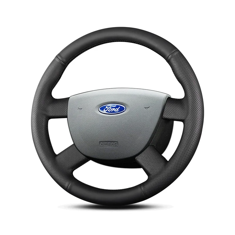 

Чехол на руль из черной кожи для Ford 07-13 focus 09-16 transit DIY