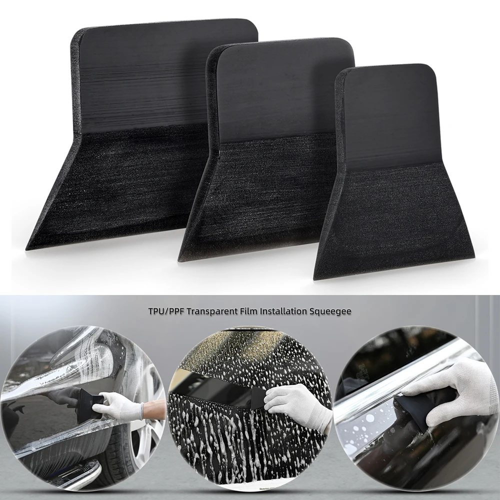 

FOSHIO Black Handled Scraper Carbon Fiber Film Sticker Install 3PCS Squeegee Kit Car Wrap Window Tint Decals Vinyl Applicator