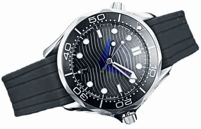 

mens automatic mechanical watch black blue rubber ceramic