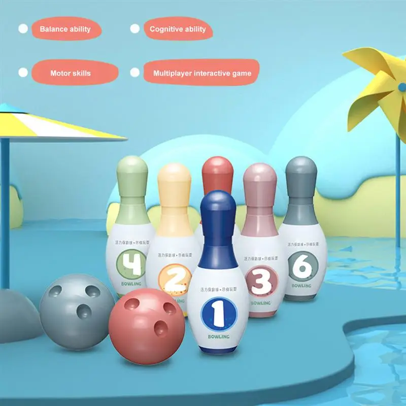 

Детский набор для боулинга, 6 контактов для боулинга, 2 мяча, Ранние обучающие игрушки для помещений, детская игрушка для боулинга для раннег...