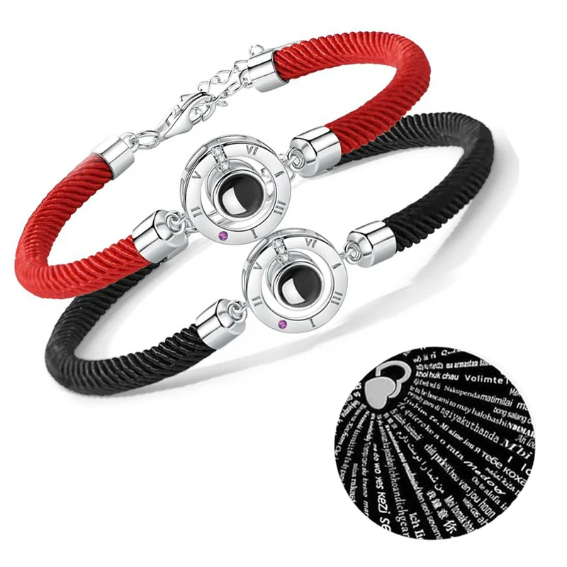 

Projection Couple Bracelet 100 Languages I Love You Simple Projection Shake Bracelet Female Jewelry Gift Bracelet Women