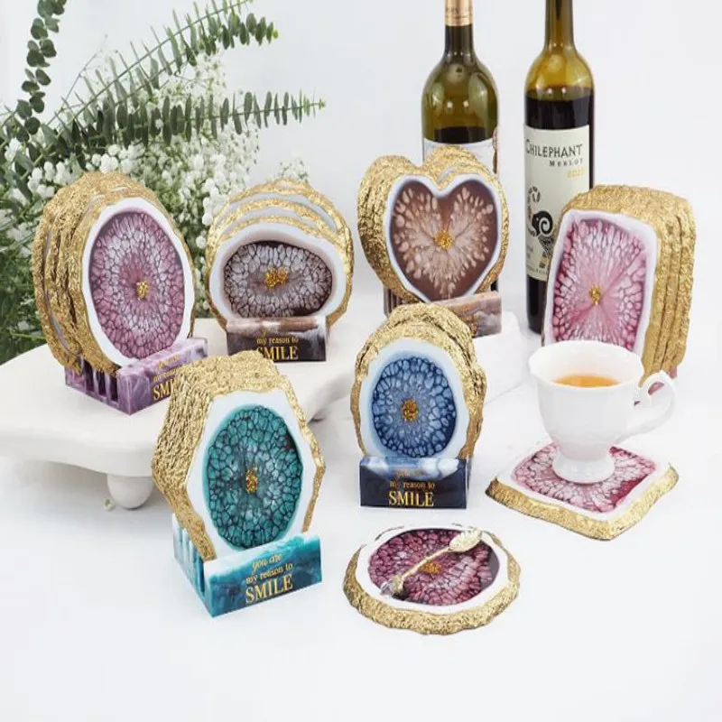 Набор зеркальных силиконовых подставок сделай сам с минеральными краями