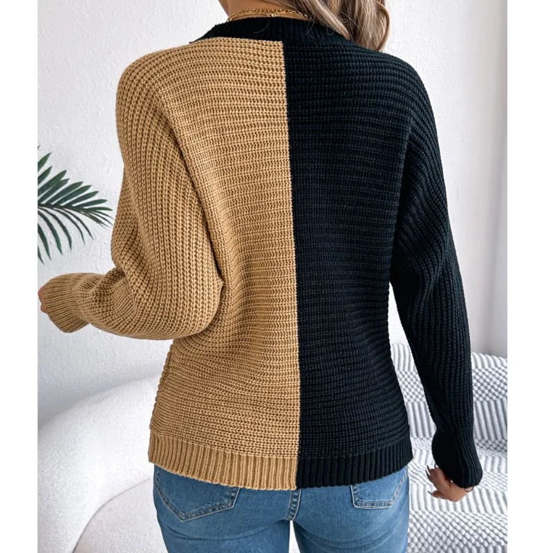 Женский свитер с длинными рукавами вязаный универсальный повседневный пуловер