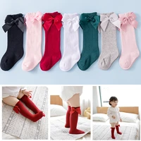 2021 kids socks toddlers girls big bow knee high long soft cotton lace baby kniekousen meisje children clothing