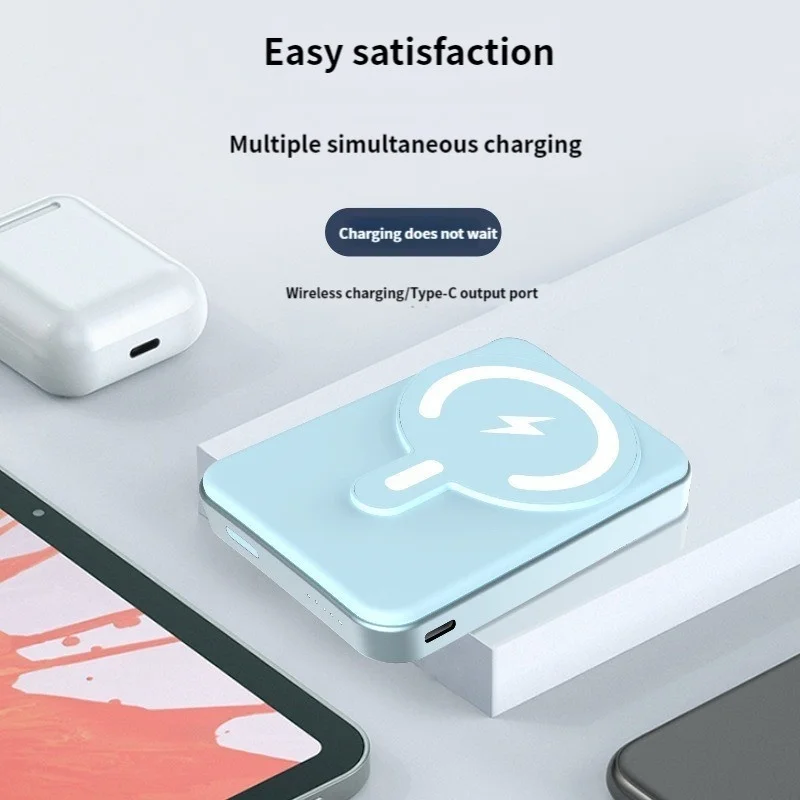 10000mAh Magnetic Power Bank PD 20W Wireless Charging For iPhone 14 13 12Pro Max 5000mAh Mini Folding Stand External Battery