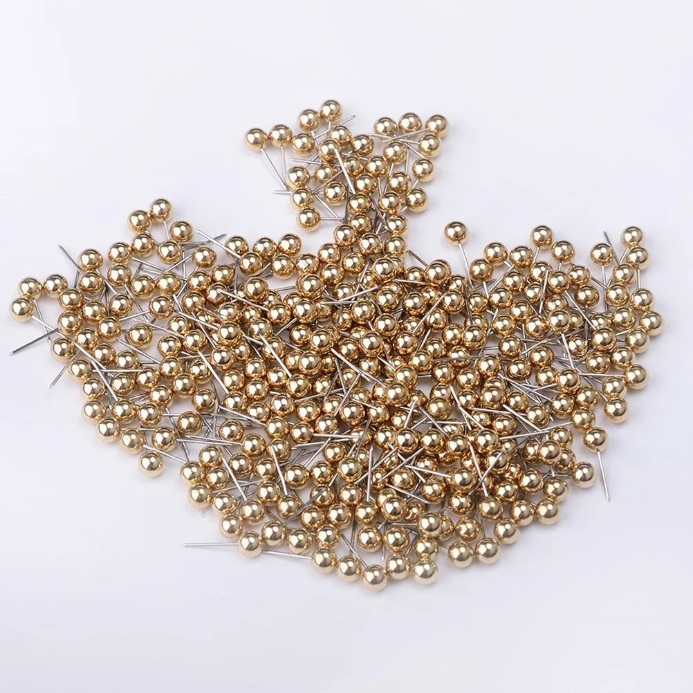 

400PCS Round Head Map Flag Push Map Tacks Metal Fixed Plastic Round Needle Cork for School Home Office (Golden)