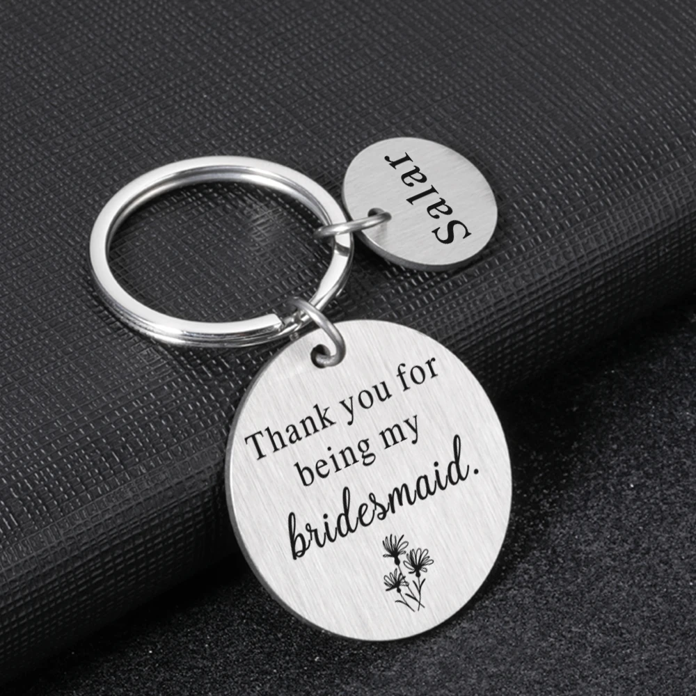 

Personalized Custom Bridesmaid Keychain Engraved Name Wedding Thanking Gift for Bestie Sisters from Bridal Maid of Honor Gifts