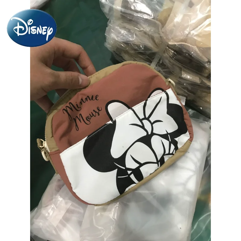 Disney Ladies Crossbody Bag Mickey Mouse Feather Material Cartoon Cute Phone Shoulder Bag Ladies Minnie
