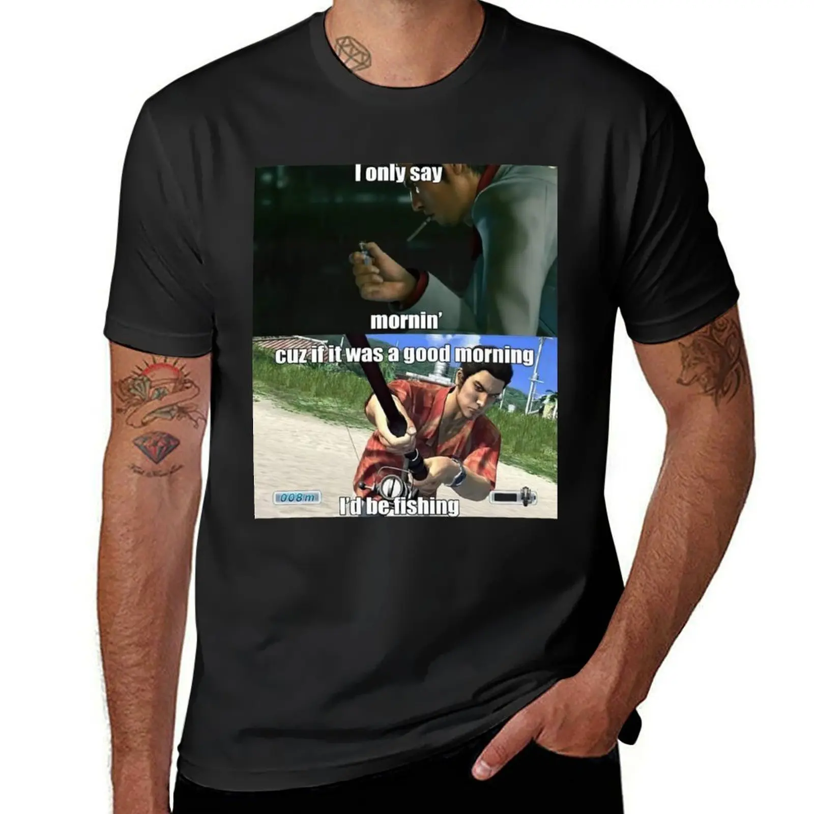Доброе утро футболка с мемом якудзы топы графика Забавные футболки для мужчин