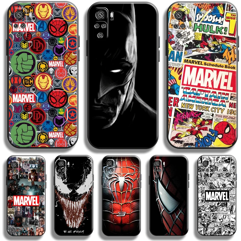 

Marvel Avengers For Xiaomi Redmi Note 11 11T 11S 10 10T 10S Pro 5G Phone Case Coque Black Back Liquid Silicon Carcasa