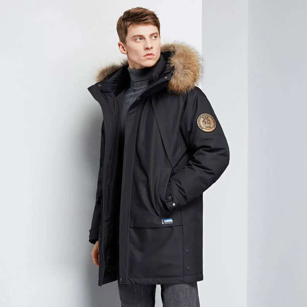 New Down Jacket Men's Mid-length Tooling Trendy Men's Winter New High-end Atmospheric Big-collar White Duck Down Men's Clothing
