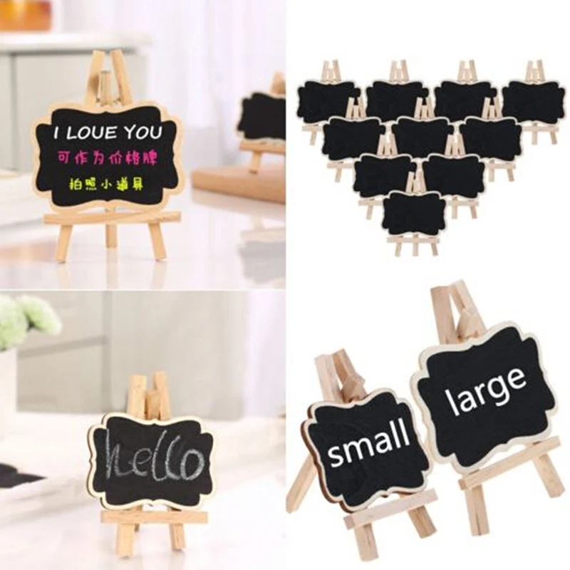 

Креативная черная деревянная мини-доска, 10 шт., подставка для классной доски, декор для стола для свадебной вечеринки, бирки, новая декоратив...