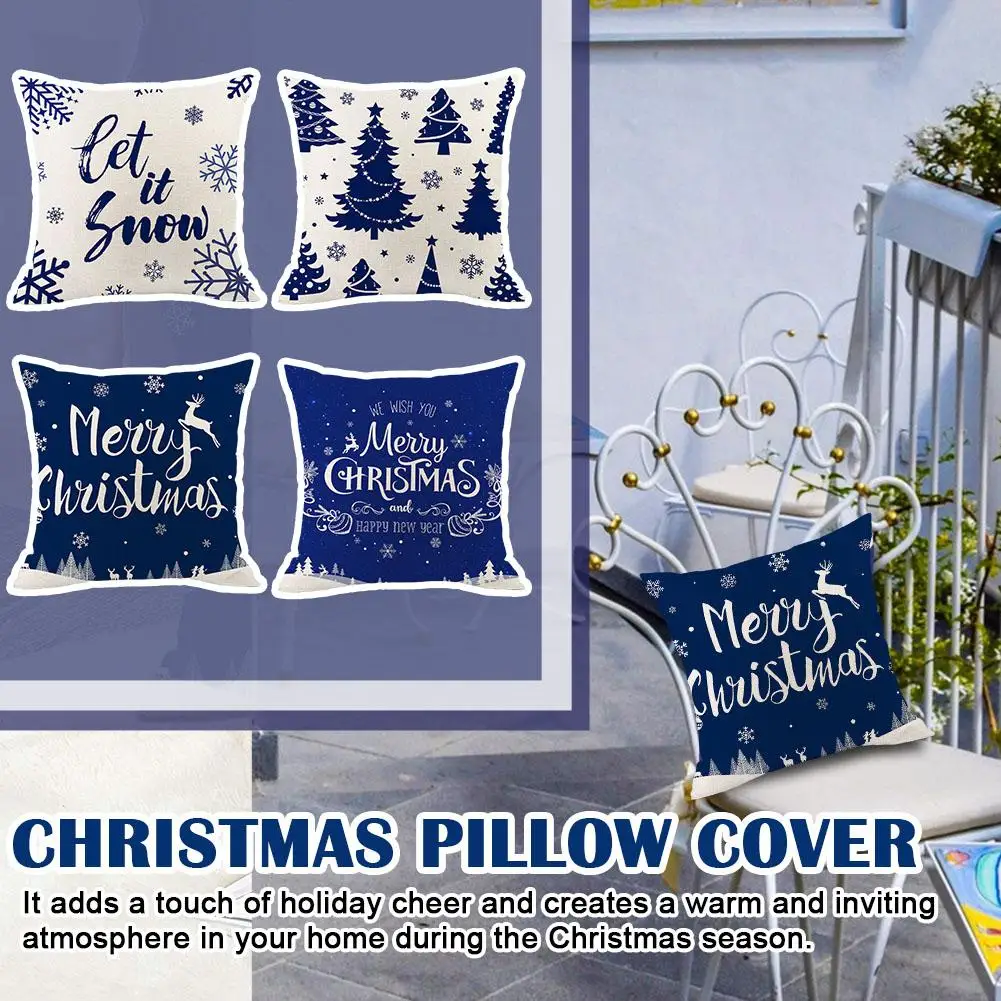 

Рождественская наволочка, синяя Снежинка, елка, Рождественское украшение, наволочка для дивана, крыльца J9b6