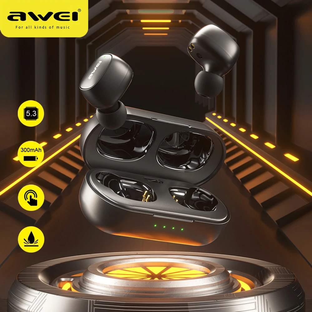 

Awei T13 Pro Bluetooth 5.3 In-Ear TWS Wireless Headphones With Touch Control Waterproof Mic HiFi Stereo Driver Gaming Earphones