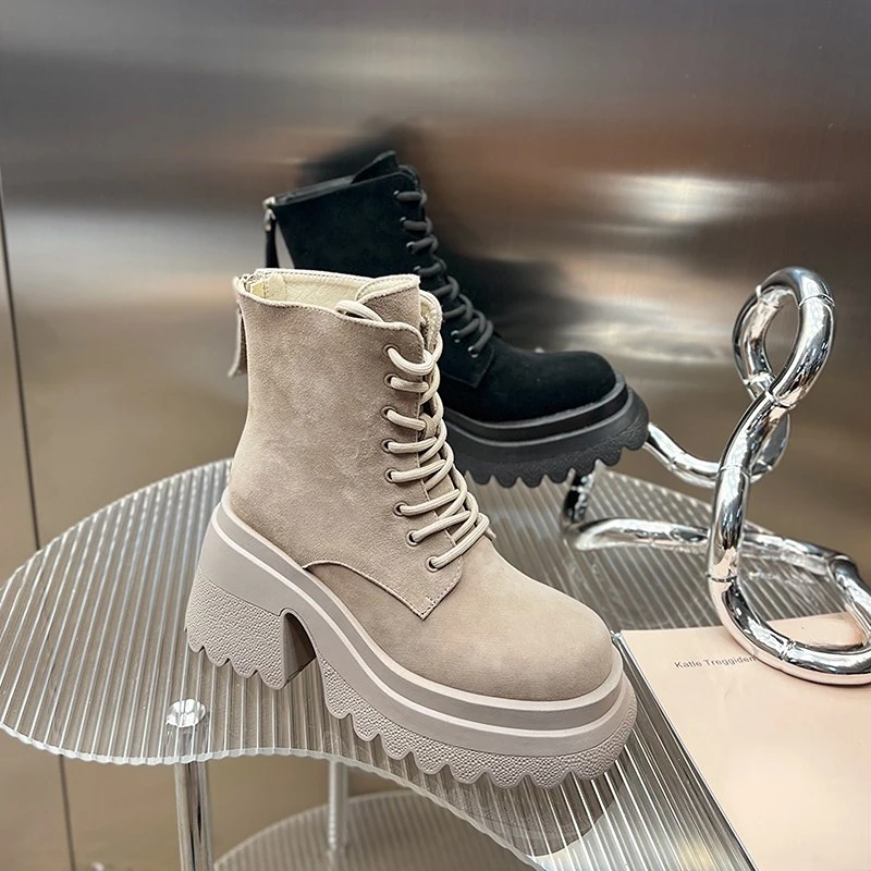 

Новинка 2023, модные рыцарские ботинки, повседневная обувь для бега, кроссовки на платформе, женские ботинки средней длины, обувь для женщин, ботинки на платформе