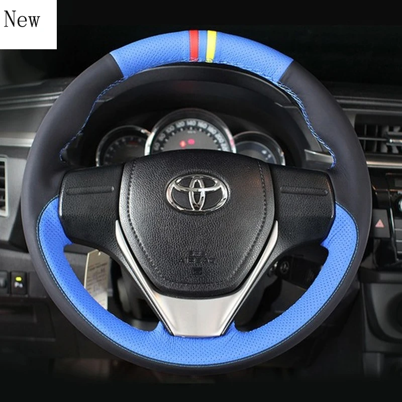 

For Toyota Highlander New Corolla RAV4 Levin Camry MarkX Hand-Stitched Leather Carbon Fibre Car Steering Wheel Cover Accessories